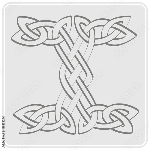 monochrome icon with Celtic art and ethnic ornaments for your design