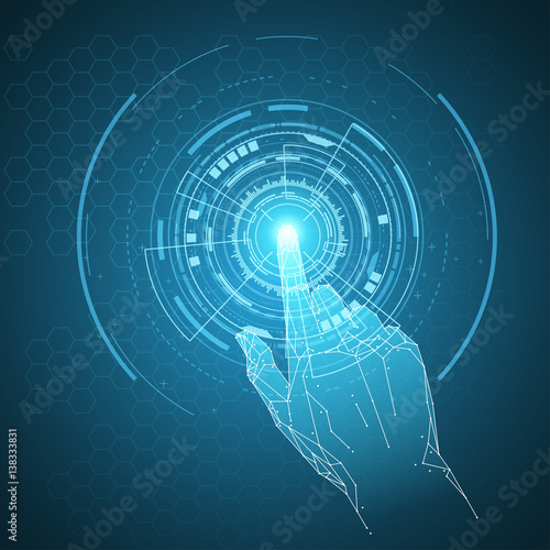 Futuristic hand touch illustration
