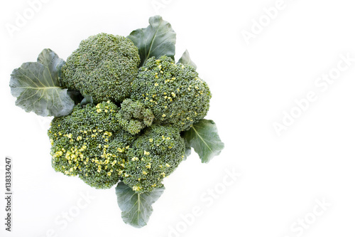 top view clean food and health organic green vegetables ,beautiful fresh Broccoli photo