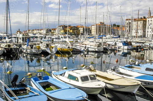 Piran, city view, boating harbour, marina, Slovenia, Southern Sl