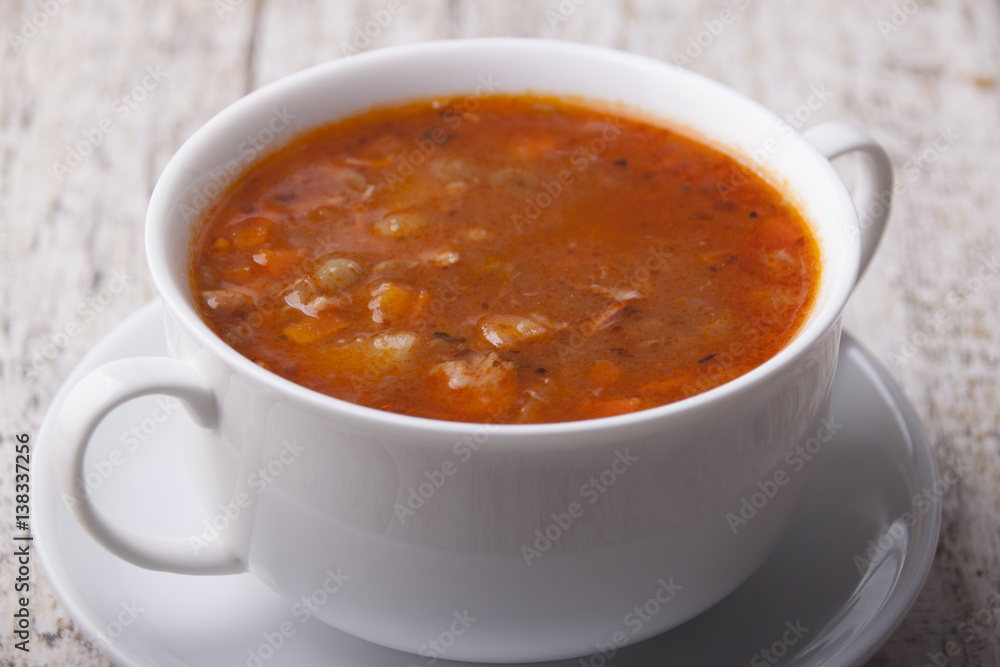 Soup with green lentils and vegetables Soup with green lentils and vegetables