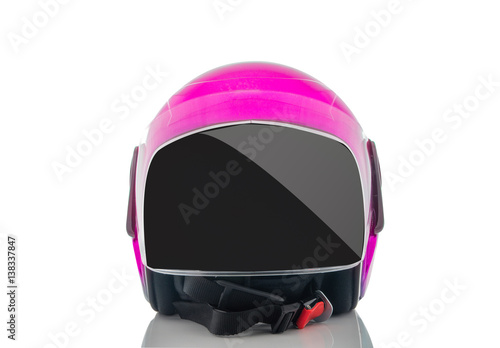 Pink motorcycle helmet Isolated on white background