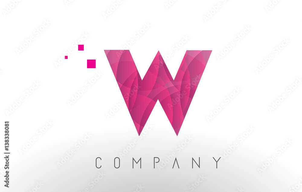 W Letter Logo Design with Purple Dots Pattern. W Letter Logo Design with Purple Dots Pattern.