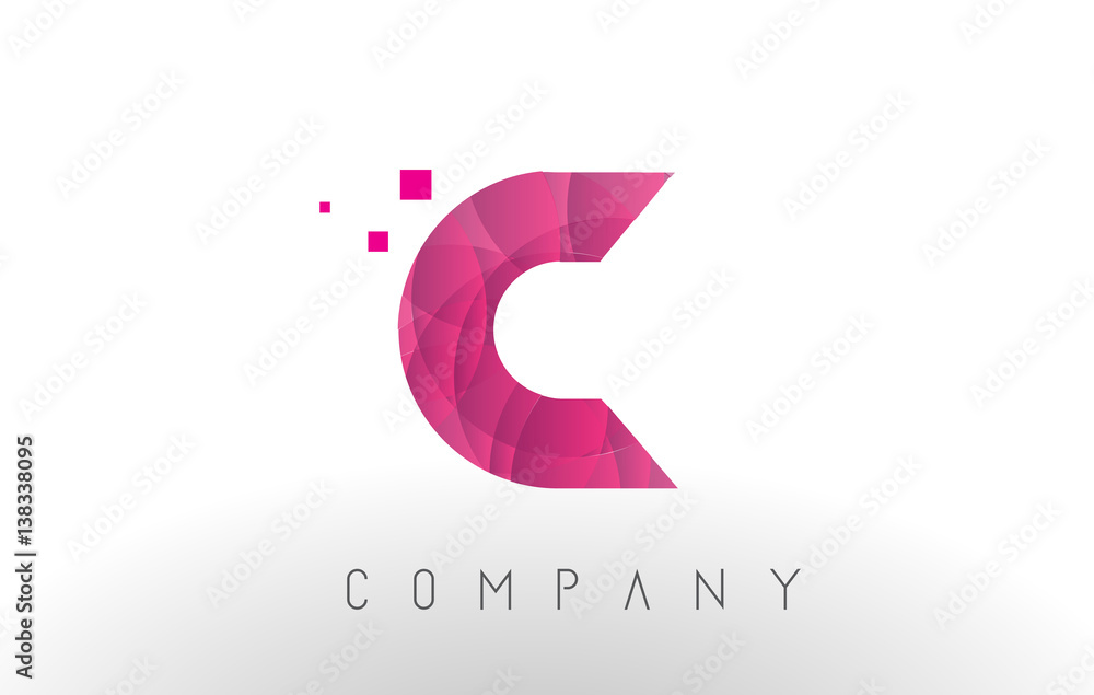 C Letter Logo Design with Purple Dots Pattern.