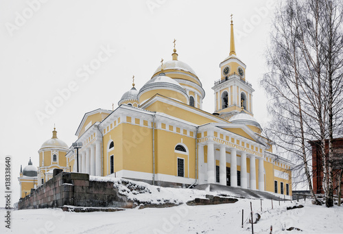 High resolution view of the cathedral of Nilova Pustyn Monastery - Seliger, Russia photo