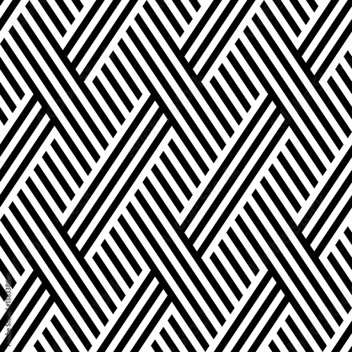 Vector seamless pattern. Modern stylish texture. Monochrome geometrical pattern. Interlacing bands.
