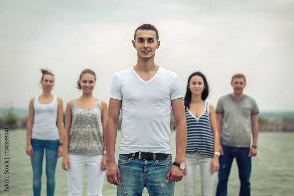 Group of Friends stay on the pier. Group of Friends stay on the pier.