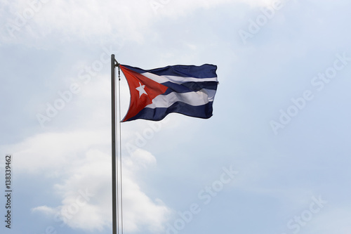 National flag of Cuba on a flagpole
