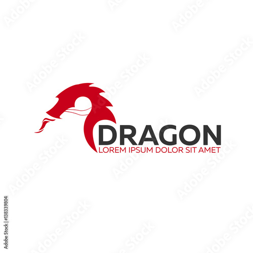 Dragon logo. Chinese dragon. Vector flat illustration.