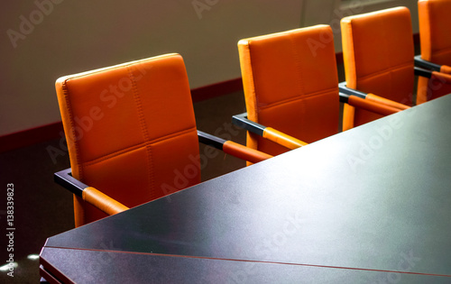 The boardroom table is set for the General Meeting