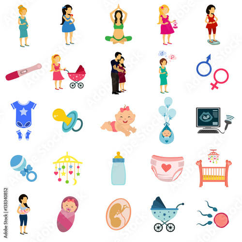 pregnancy flat icon set
