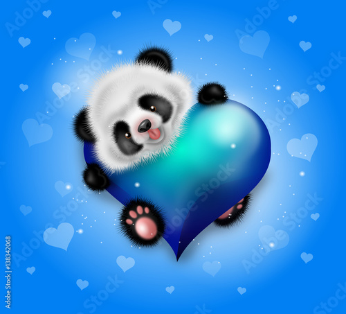 Fototapeta Naklejka Na Ścianę i Meble -  Panda with blue heart