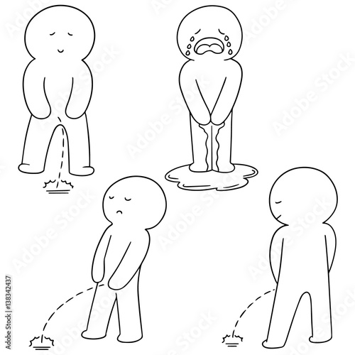 vector set of man peeing