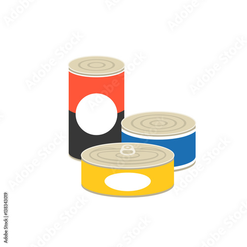 canned food illustration, flat design vector