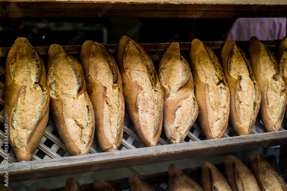 Turkish Bread Ekmek at bakery showcase