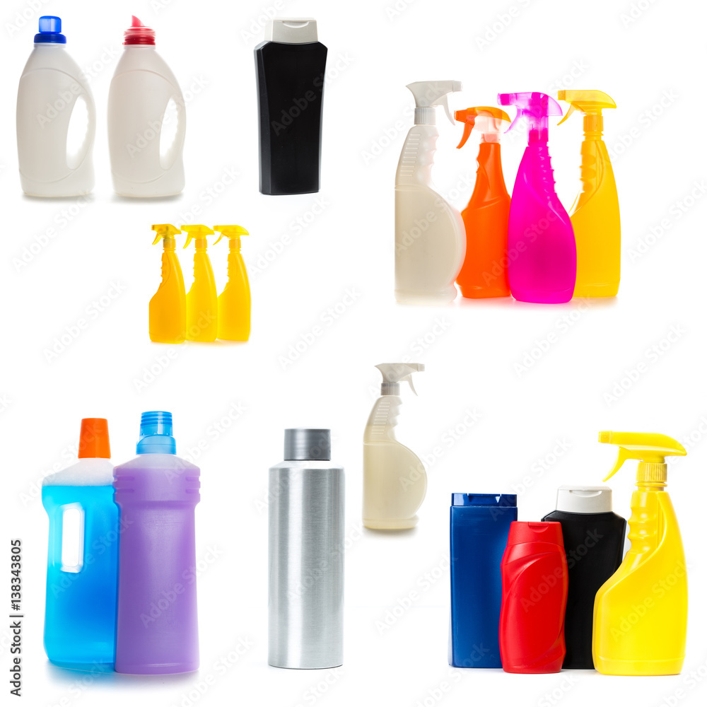 Colored plastic bottles isolated on white background Colored plastic bottles isolated on white background