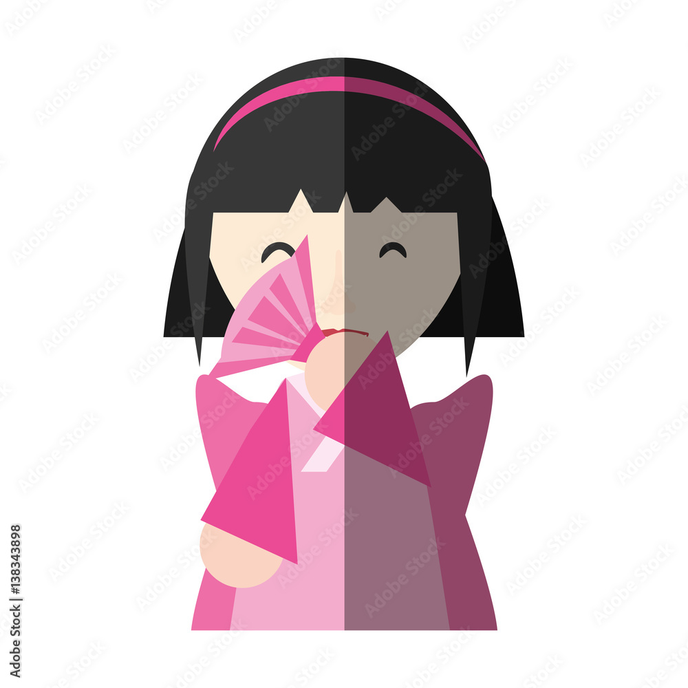 japanese girl performing fan and diadem shadow vector illustration eps 10 japanese girl performing fan and diadem shadow vector illustration eps 10