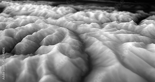 3D view on digital terrain model, pixelated