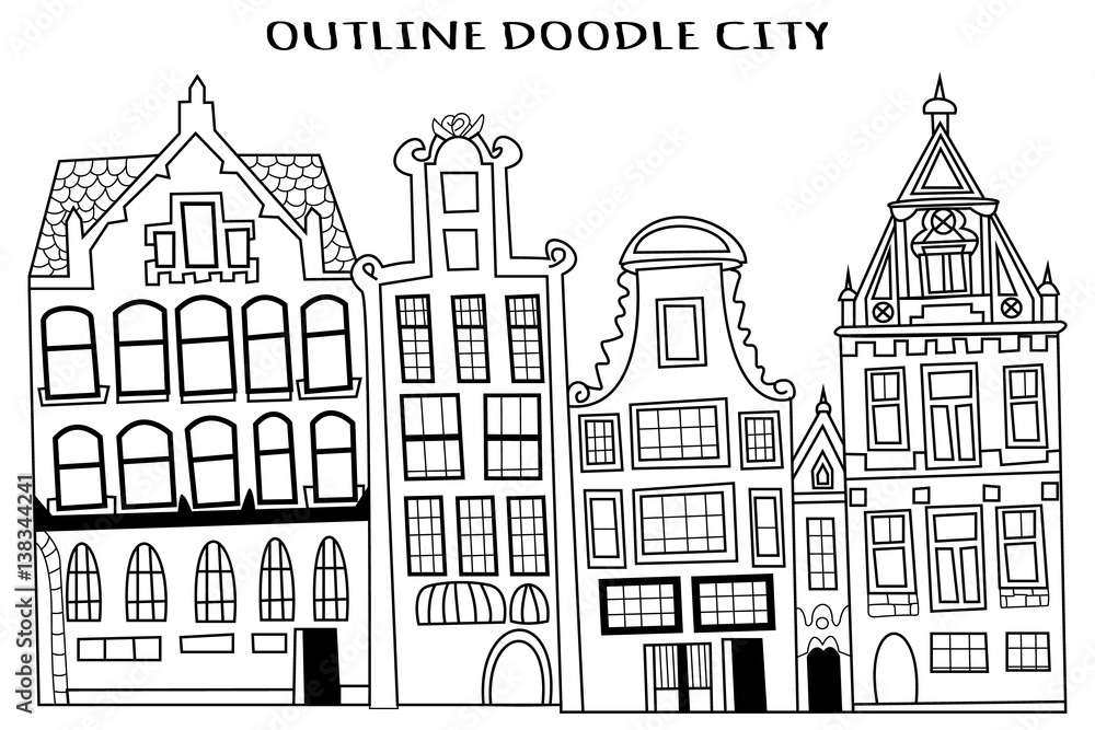 Outline doodle city VECTOR illustration