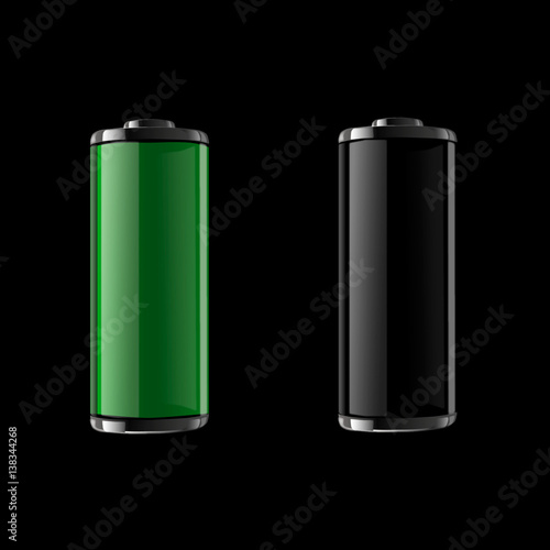 Battery charge status, set of vector illustration