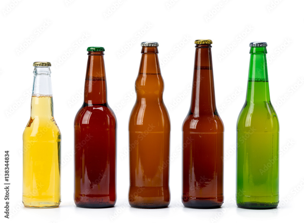 Set of beer bottles isolated Set of beer bottles isolated