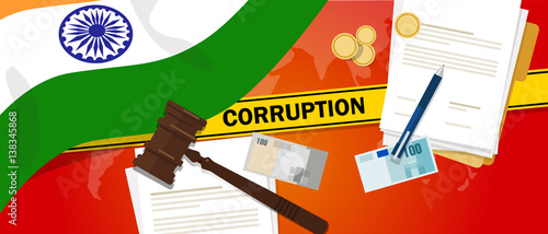India fights corruption money bribery financial law contract police line for a case scandal government official