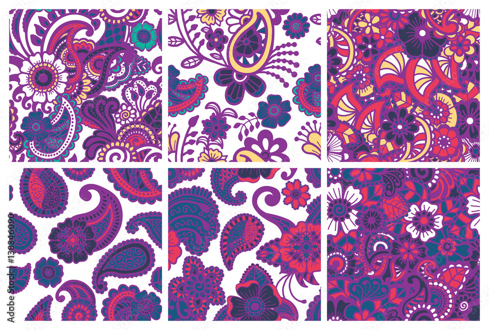 Paisley seamless colorful patterns.