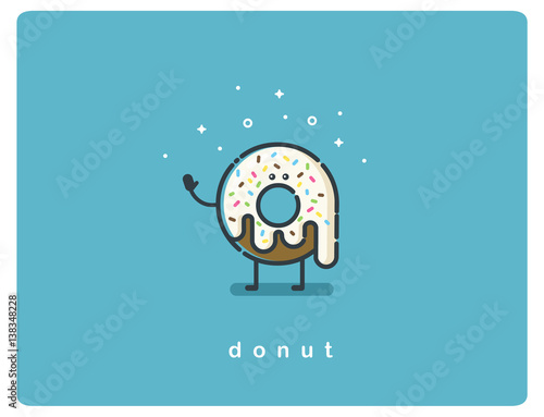 Vector flat chocolate donut cartoon character