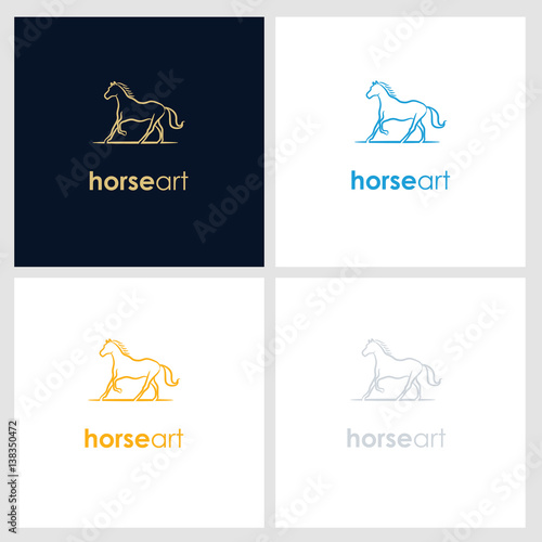 horse line company logo. wild animal logo with minimalist concept