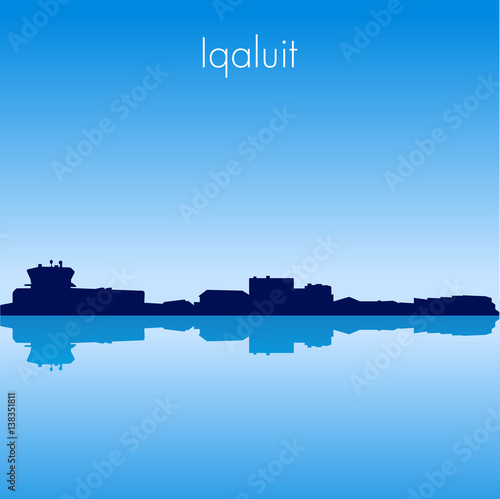 Iqaluit Canada Vector detailed skyline with reflexion