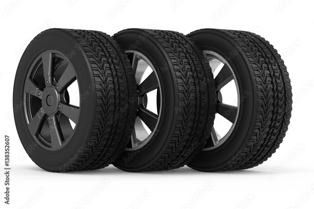 black tire with black wheel disk
