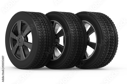 black tire with black wheel disk © phonlamaiphoto