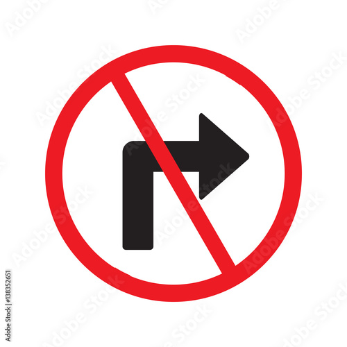 no turn right sign isolated vector