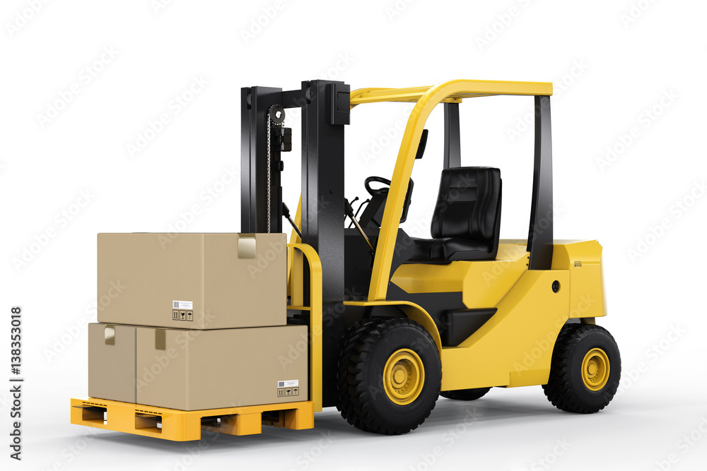 forklift truck with cardboard boxes forklift truck with cardboard boxes