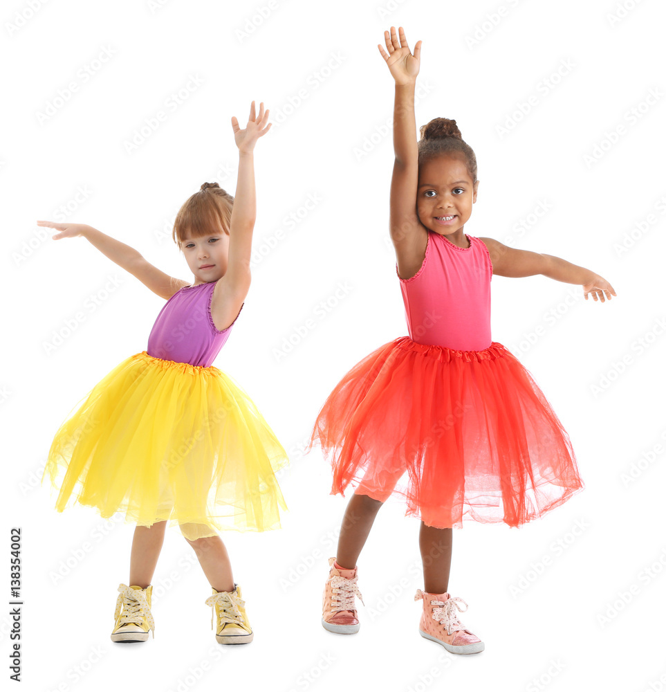 Cute little ballerinas on white background Cute little ballerinas on white background