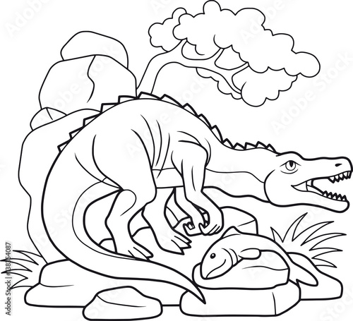 carnivorous Baryonyx caught a big fish