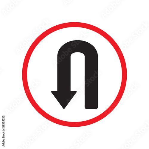 u turn left sign isolated vector