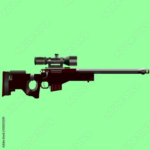Rifle shooting on a green background