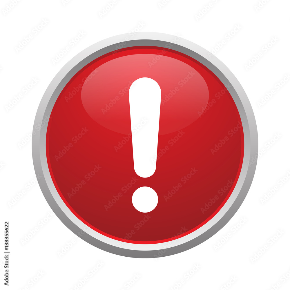Red button with exclamation mark Red button with exclamation mark