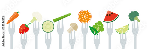Healthy Eating Concept Flat Design Vector Illustration