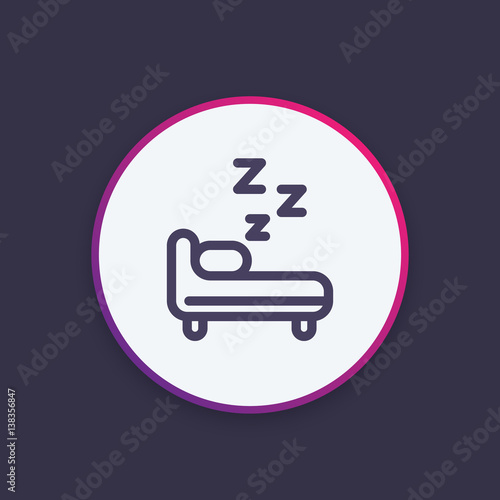 Hostel round icon in line style  vector illustration