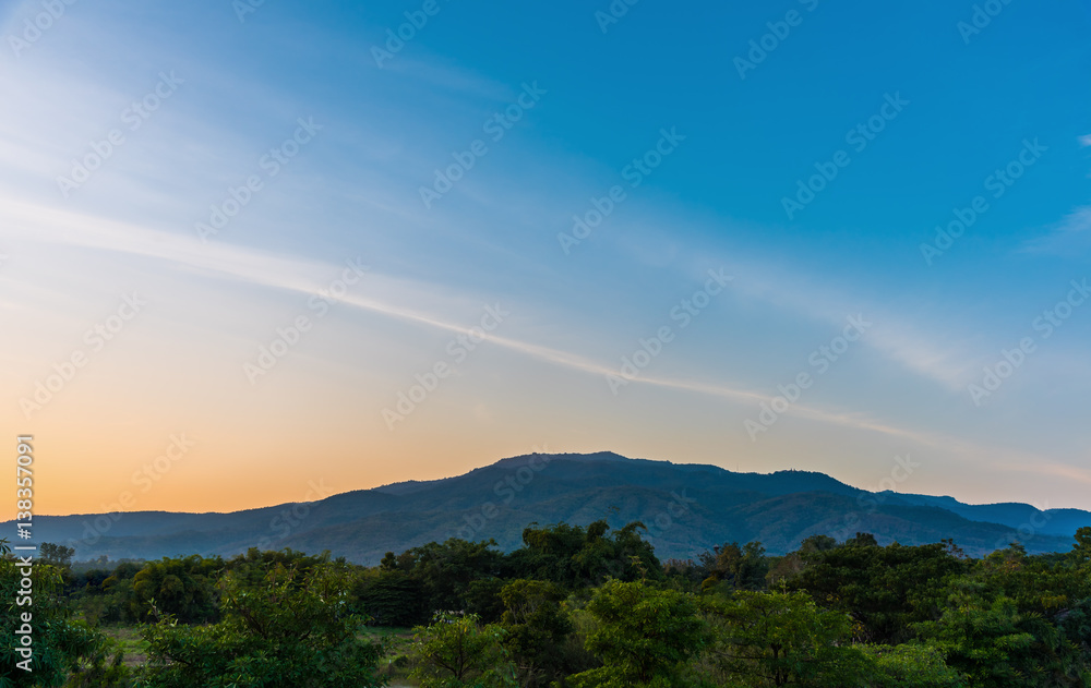 clear sky and mountain in background
