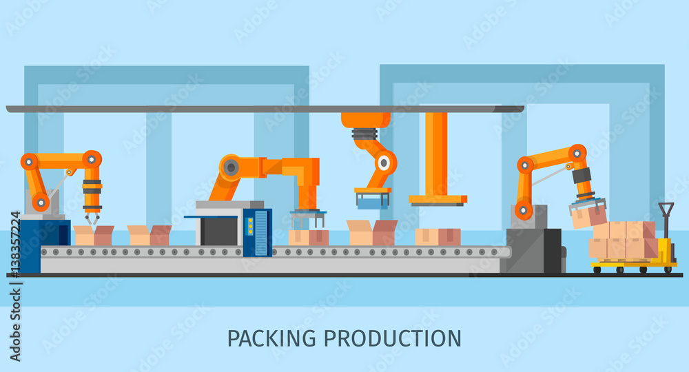 Fototapeta premium Industrial Packing System Process Template