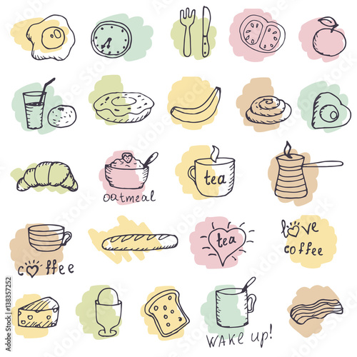 Icons breakfast foods