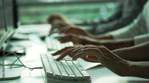 Operators typing in call center