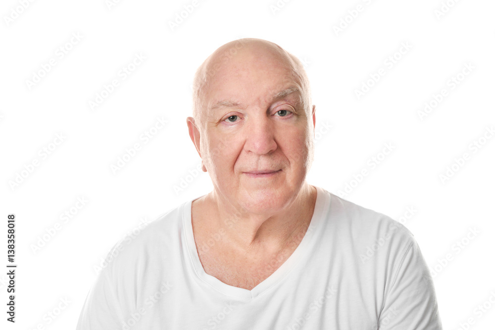 Obraz premium Bald senior man on white background