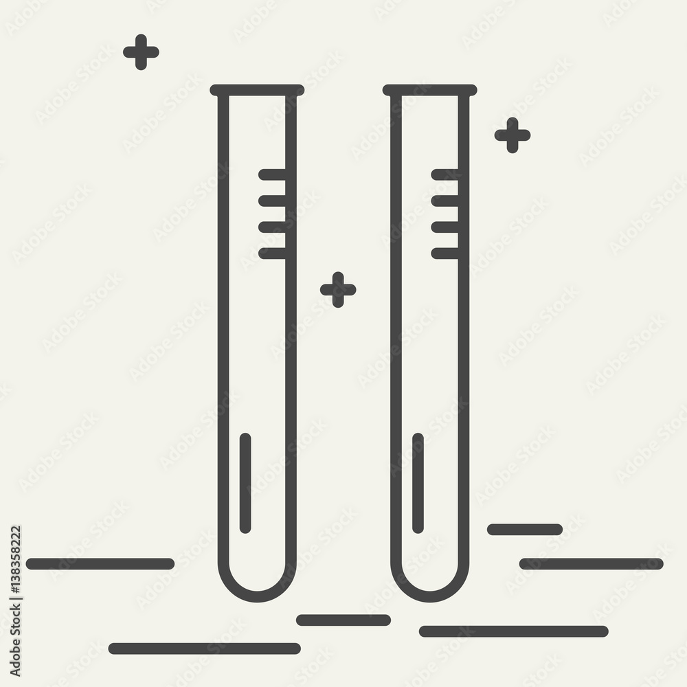 Thin line icon of chemical tubes. Chemical laboratory equipment vector sign. Scientific research illustration. Design element for poster, brochure. Graphic template for your design. Thin line icon of chemical tubes. Chemical laboratory equipment vector sign. Scientific research illustration. Design element for poster, brochure. Graphic template for your design.