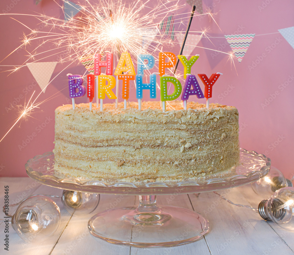 Pretty Birthday Cakes With Sparklers