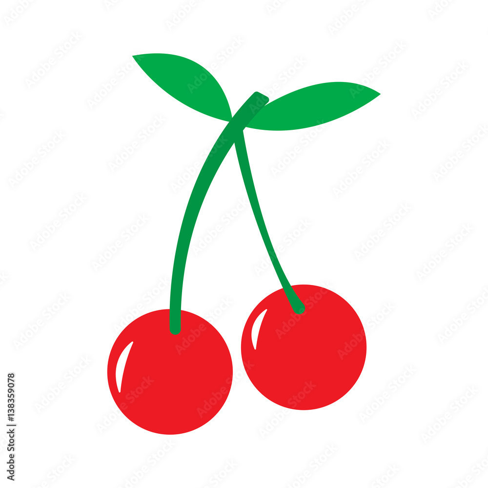 cherry fruit cartoon isolated vector Stock Vector | Adobe Stock