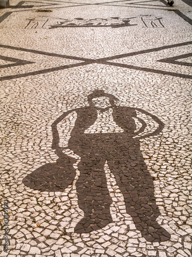 Decorated paving, Portugal, Madeira, Funchal